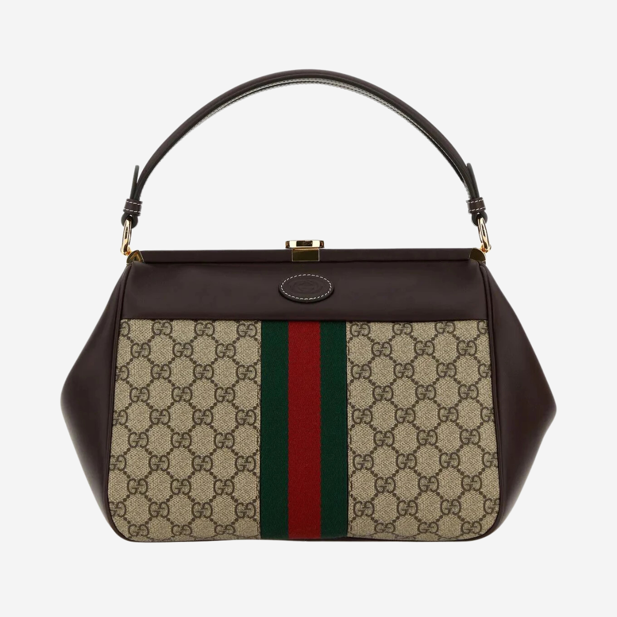 Gucci Gg Supreme Fabric And Leather Handbag